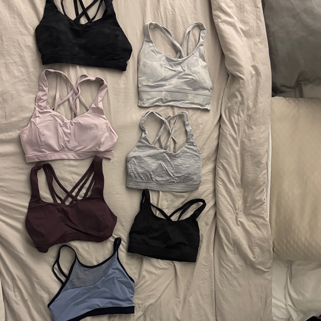 Women’s Strappy Sports Bra - Black, Light Pink, Maroon, Light Blue, Gray